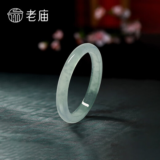 Laomiao jadeite ring, ice seed floating flower, blue water jade ring, stackable, elegant, gift to girlfriend, birthday gift to wife, jadeite ring 15#