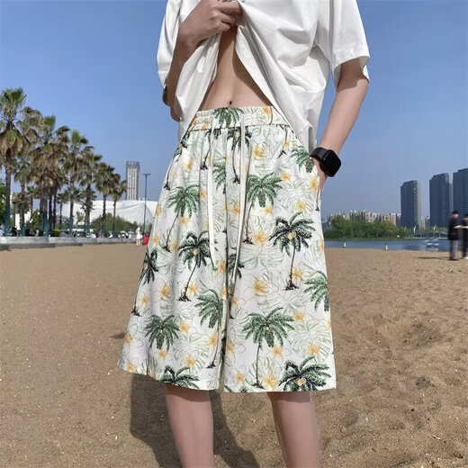 Japanese summer high street versatile shorts men's trendy brand five-point straight pants casual sports shorts white Yiku Factory 677 XL [120-135Jin[Jin equals 0.5 kg]]