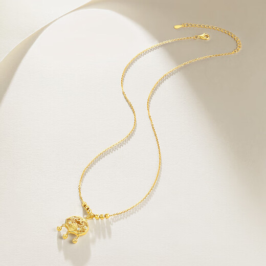 Saturday Fortune (ZLF) S925 silver necklace for women, golden rich lock, niche chain pendant as a birthday gift for girlfriend, pendant chain length 40+5cm