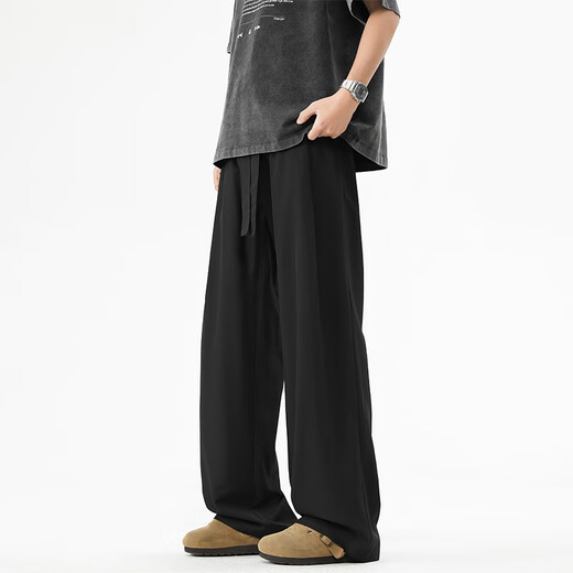 Maybeyond Anzughose Herren Sommersport-Weithöhe mit heterosexuellen Hose losen lässige Hose Herren MA89 Black 3xl