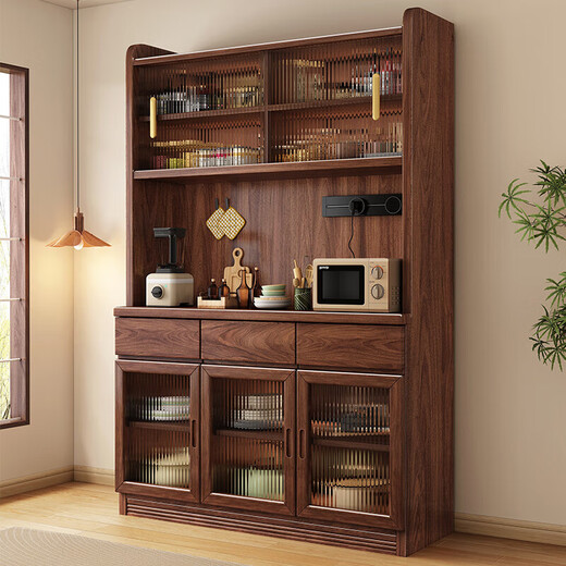 Yahua Xiangshe neue chinesische schwarze Walnussmännchen-Holzschrank gegen Wandschrank Haushalt Wohnzimmer Lagerschrank [keine elektrische Steckdose] Dreitüre Seitenschrankbaugruppe