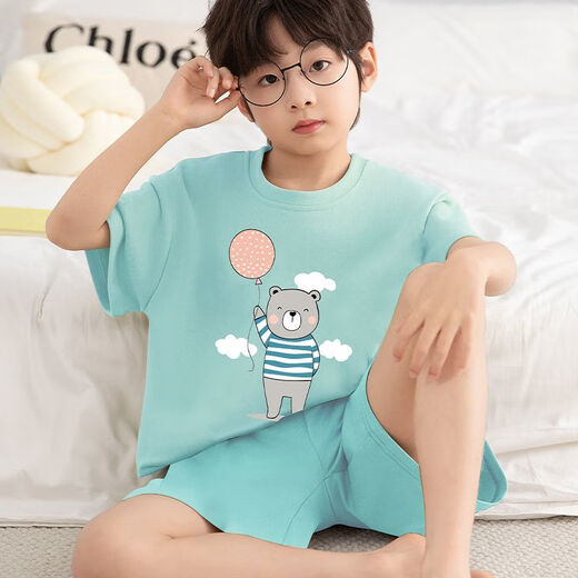 Disney Pure Cotton Boys und Kinderpyjamas 2025 Sommeranzug Jungen Shorts Thin Thin Short Sleeve mittelgroße Kinder Baumwollhauskleidung 829# Buchstabe Basketball 8 Größen (empfohlen 25-30 Jin [Jin gleich 0,5 kg]) Alle Größen