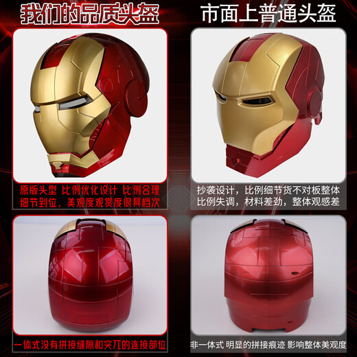 过家家玩具钢铁侠头盔cos头套面具真人可戴新电动mk5儿童遥控开合 过家家玩具-纯电动-戒指遥控款