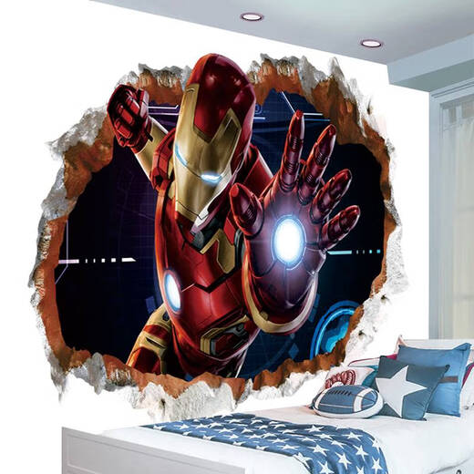 Clcey Cartoon gebrochene Wand Wandmale ganze dekorative Kinder Schlafzimmer Wand Verschönerung Kindergarten Hintergrund Hintergrund Wandaufkleber Selbstklebende Wandaufkleber QT-3894 Super große drei Stücke Spleißen