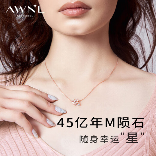 AWNL Yuan Yonglin's same style star-shaped heart-shaped Nordic M meteorite necklace for women, light luxury fashion, birthday gift for girlfriend, brand gift box, rose gold necklace