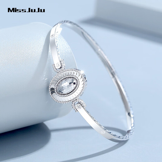 Miss JuJu pt950 platinum pigeon egg chaise bracelet women's fashion semi-solid platinum bracelet, weight 17.74g, inner diameter 58mm