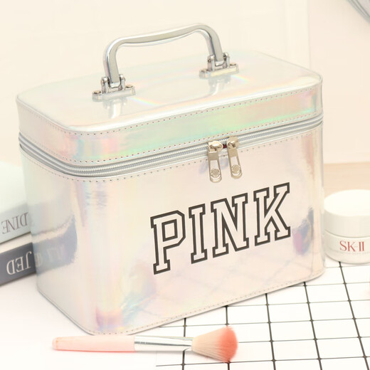 Portable makeup ins trend super popular cute female hand storage box product capacity box makeup box internet celebrity temperament single layer PK silver
