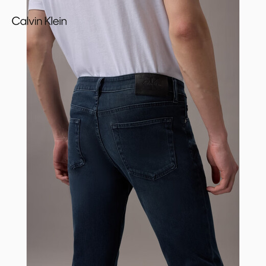 Calvin Kleinjeans25 Frühlings- und Herbst -Herren -Trendy Retro Casual Pendler Dunkelblau Waschuhr Stretch Slim Jeans