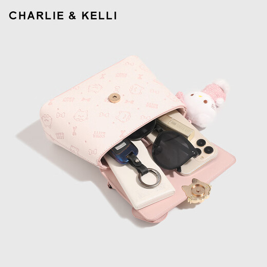 CHARLIE&KELLI light luxury women's bag small ck handbag bag saddle bag women's 2025 small square bag single shoulder crossbody bag birthday gift pink Beijing warehouse delivery gift bag packaging