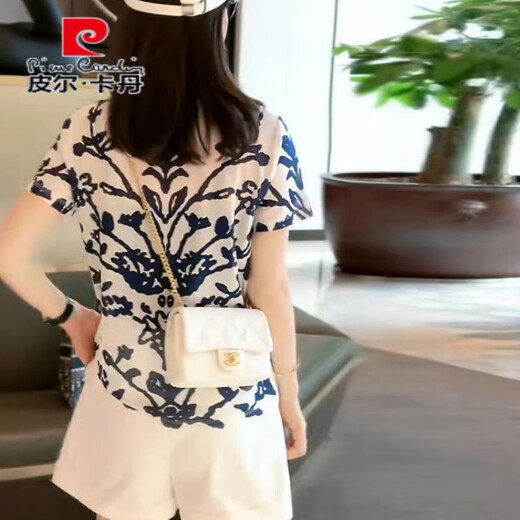 Pierre cardin internet celebrity sports suit for women 2025 summer new fashionable fashionable and fashionable shorts shorts casual two-piece set picture color short sleeve 679 M
