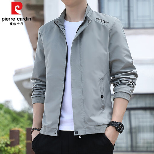 Pierre cardin spring and autumn men's thin coat men's 2025 new stand-up collar jacket trendy versatile casual windbreaker jacket men 686 [Black] L [Suggested 95-110Jin [Jin equals about 0.5 kg]]