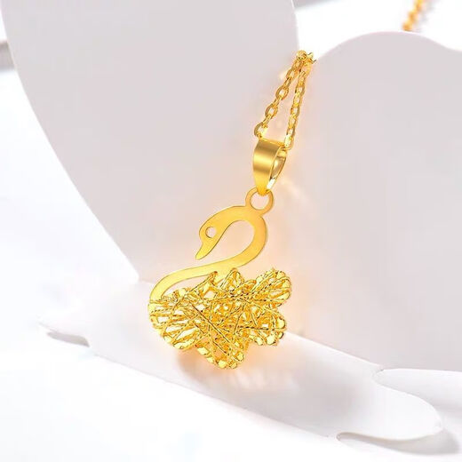 Puli 18K gold pendant rose gold hollow swan clavicle chain 18K gold yellow color gold necklace set chain necklace for girlfriend 18K yellow swan set chain