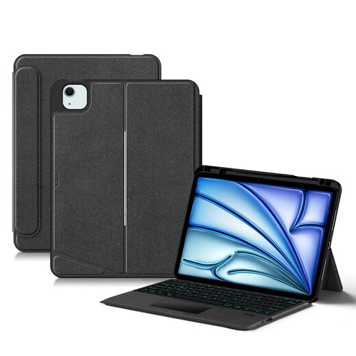 Taichuang convient pour 2025 Nouveau apple iPadair13 Magic Bluetooth Clavier de protection Clavage de 13 pouces Tablette iPadair7 M3 Split A3268 Touchez A3271 Clavier Bluetooth intelligent noir [Horizontal et vertical deux-en-on
