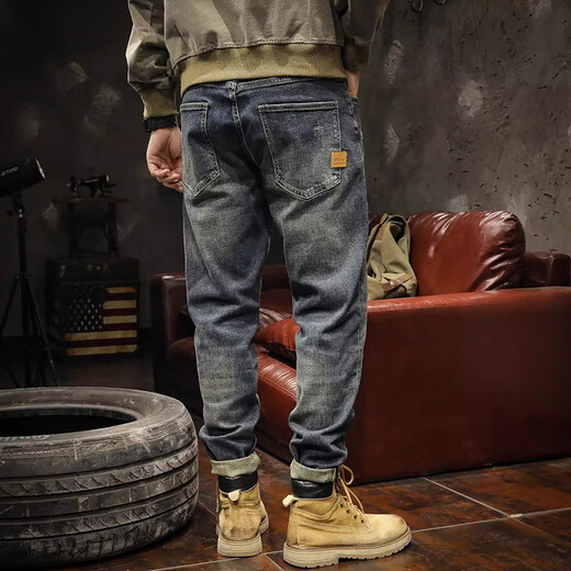 Chaotianshi hochwertige Retro-Jeans-Männer losen Frühling und Herbst Harem Hosen Herren Wash Elastic Langhose Retro Blue 34 [160-170jin [Jin entspricht 0,5 kg]]