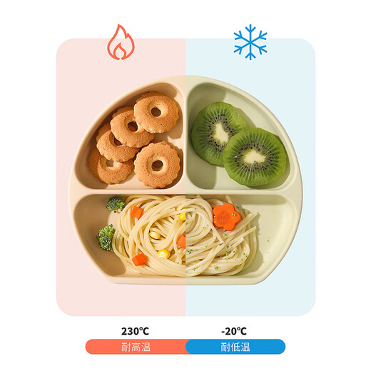 Beeshum Baby Mahlzeit Teller geteilter Teller Kinder Silikon ergänzende Lebensmittelschale Cartoon Anti-Fall-Saugbecher Baby Tabelle Export Ins Style weiße Platin-Silikonmahlzeitplatte