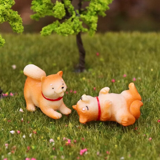 Gelun cartoon simulated puppy ornaments Corgi Teddy Shiba Inu doll micro landscape desktop decompression healing cute decoration Shiba Inu puppy 5