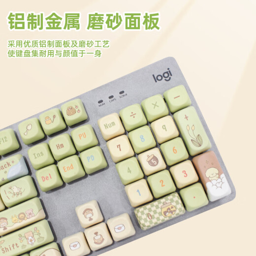 罗技（Logitech） K845有线游戏机械键盘104键DIY彩色键帽 电竞键盘吃鸡 背光金属面板 K845森林童话-青轴