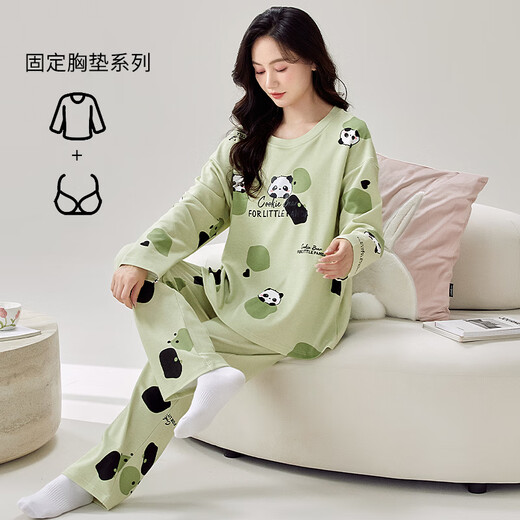 El juego de pijama de manga larga para mujeres de primavera y otoño viene con una algodón integrada de algodón integrado de algodón de gran tamaño de algodón de gran tamaño e invierno Hry1047 m (recomendado 75-95 Jin [Jin equivale a 0.5 kg])