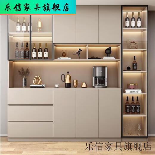 虞萌馨迪餐边柜高柜一体靠墙酒柜轻奢玻璃展示柜新款储物柜客厅置物柜 全实木 款12240*40*220