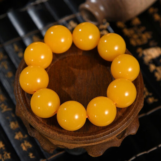 Fat Donglai's same style yellow beeswax bracelet second generation chicken fat amber Buddha beads single circle men's and women's bracelet fashion jewelry 8MM 108 beeswax bracelets