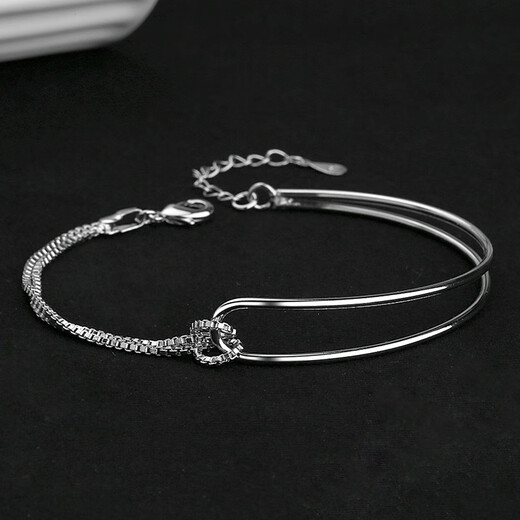 Bucklele geometric chain knotted bracelet for women, simple cold style half bracelet, half chain bracelet, Korean version, minimalist, versatile U-shaped bracelet, S384 knotted bracelet