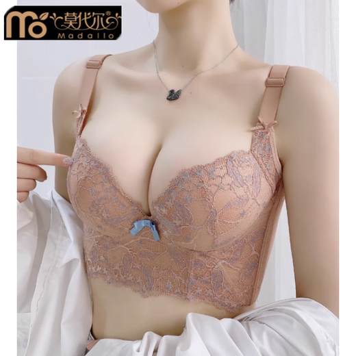 Modal Beauty Salon High-End Adjustable Bra Small Breast Revealing Bigger Essential Oil Thick Cup Push-Up Bra to Shrink Secondary Breasts and Prevent Expansion Bra Sakura Pink 75A 34A=