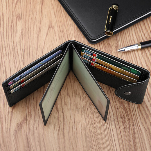 Ellen Fantasia Licencia de conducir de cuero genuino Case de cuero de cuero para hombres Bolsa de certificado multifuncional Licencia de conducción Case de cuero Bolsa de tarjetas de gran capacidad Multi-tarjetas Negro Negro