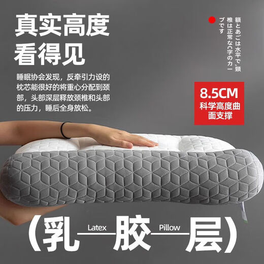 颈椎枕头医院同款【4881人收藏】用反牵引a类不变形乳胶芯枕 护颈牵引枕【一对带枕套】 42*65