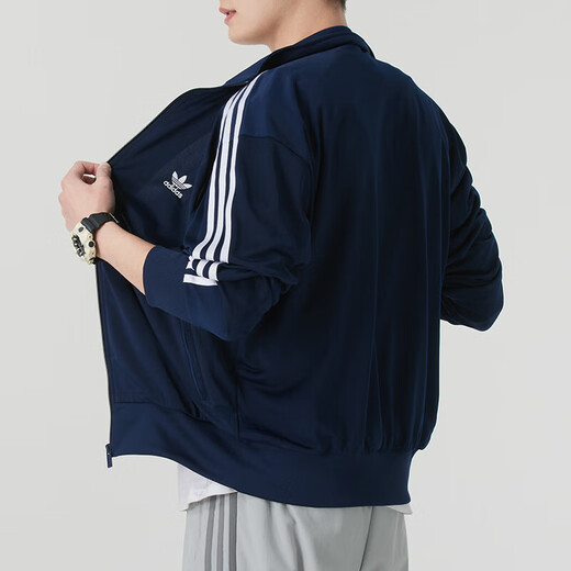 Adidas Clover 2025 New Men's Knitted Jacket Sports Casual Stand Collar Jacket IR9893/Blue XL