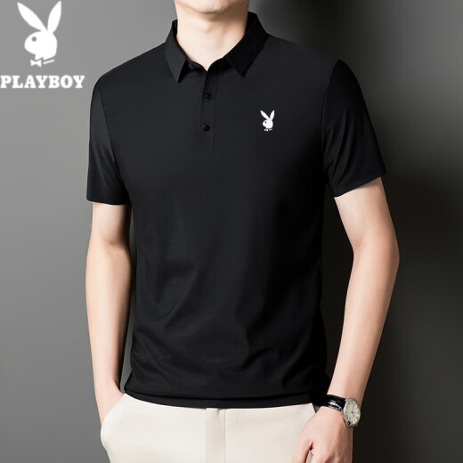 花花公子（PLAYBOY）2025新款夏季短袖POLO衫男冰丝无痕免烫商务休闲半袖薄款男士T恤 12358海绿 XL （125-140斤）