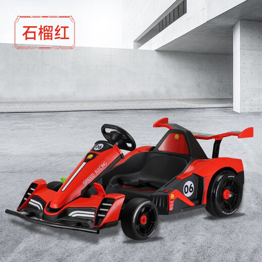 No more fun, no more children's kart electric driftable F1 toy car that can sit in a car for children and adults, remote control four-wheel stroller, red, electric drive