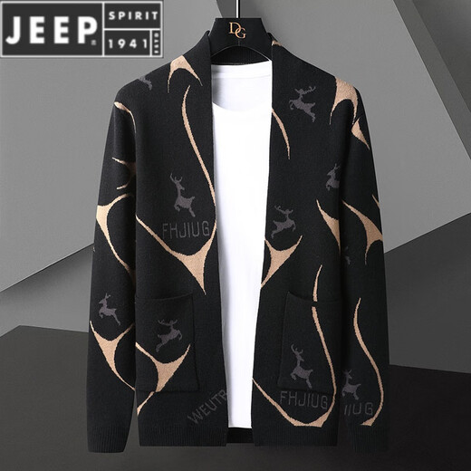 Jeep Spirit tricot cardigan veste pour le printemps et l'automne masculin 2025 Nouveau style pull d'extérieur tendance à la mode décontractée mince top automne 9926 kaki m (environ 80-100 Jin [Jin est égal à 0,5 kg] peut être porté)