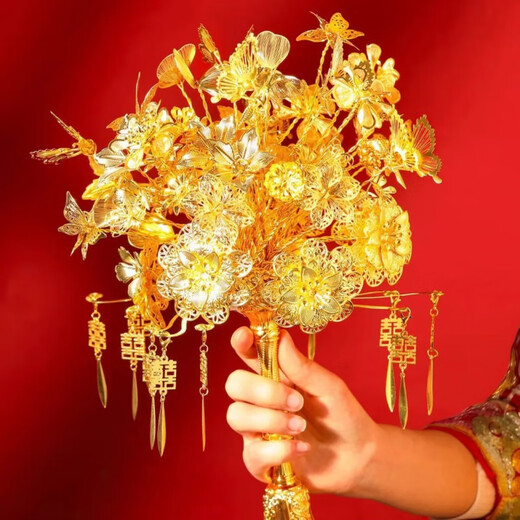 [News in summer] Bride wedding bouquet gift wedding DIY golden newlywed Xiuhe girlfriend Golden branch jade leaves (finished product + transparent and handbag)