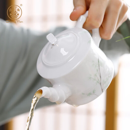 Changnan Ceramics Jiejiesheng Teapot Tea Cup Eight-Headed White Porcelain Kung Fu Household Tea Set Jiejiesheng 8-piece Pack