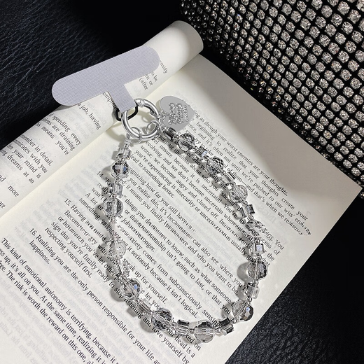 Beiyipin mobile phone lanyard wrist crystal high-end mobile phone chain hanging decoration gray rhinestone women's new flash diamond bracelet high-end pendant key hanging chain bag hanging pendant