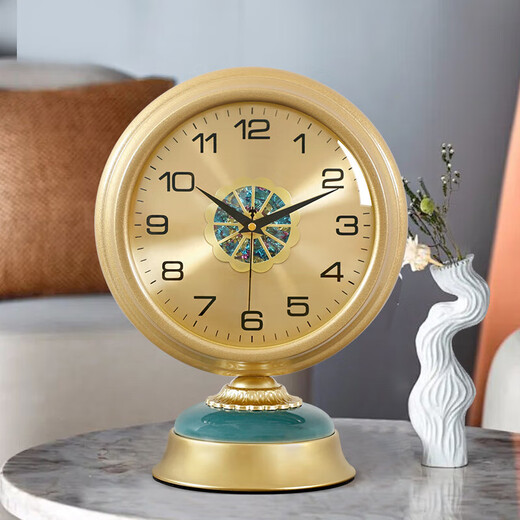 Compas European style wooden light luxury table clock living room home ornaments decorative ornaments quartz clock 506 gold