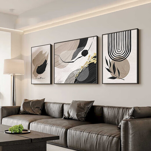 Él Jiangong Black, White y Gris Abstract Sofá Fondo de pared Pintura decorativa Sentón Sala de estar Pintura colgante Moderno Tres JD13782 Izquierda y derecha 40*60 Middle 80*60
