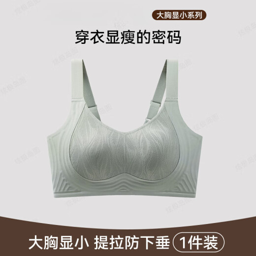 莫代尔内衣女大胸显小薄款全罩杯防下垂收副乳2025新款无钢圈文胸罩 松石绿 L