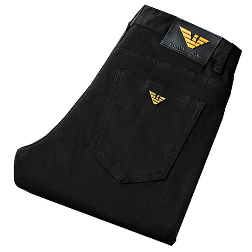Falamone Armani Herren Frühling und Sommer 25 neue schwarze Jeans Männer schlanke Füße elastische lässige High-End-High-End-Hosen Black K683; offizielles Flaggschiff -Modell Standard 36 2 Fuß 85