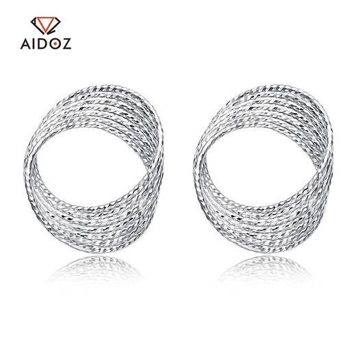 Aido diamond pt950 platinum Möbius ring earrings, fashionable platinum hoop earrings, versatile earrings, one pair, 2.6-2.8g