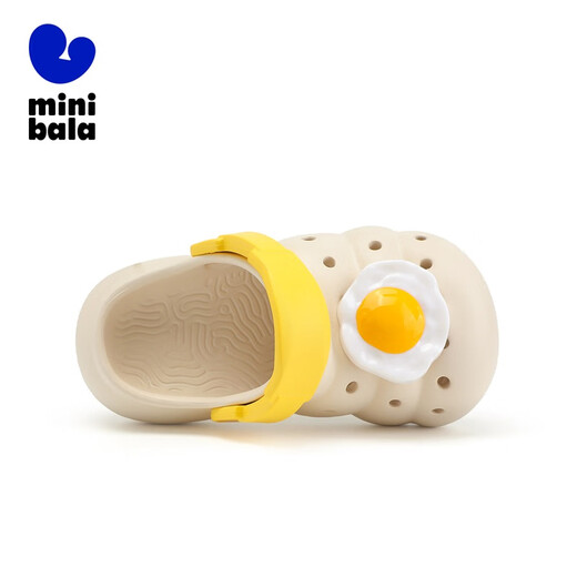 MINI BALA迷你巴拉童鞋儿童拖鞋夏季新款宝宝软底洞洞鞋男女童防滑可爱凉拖 米黄色 32 码适合脚长19.0-19.8cm