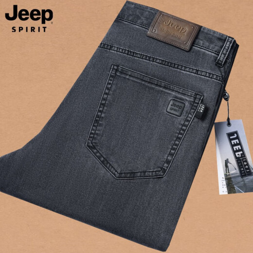 Jeep SpiritJeep Jeans para hombres 2024 Nuevos pantalones de hombres rectos de mediana edad Summer Fino suelto de gran tamaño Pantalones largos J679 Modelo grueso 30 Círculo de cintura 2 pies 3