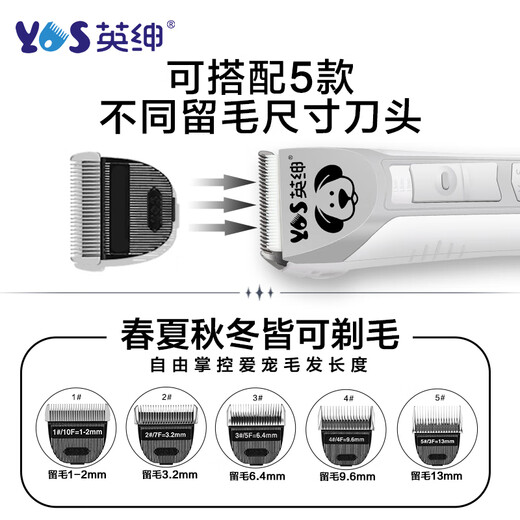 Yingshen Dog Pet Electric Clipper Teddy Bichon Corgi Samoyed Pet Shaver Electric Clipper Pet Supplies 9870 1-2+6.4mm Head Set (Golden Retriever Corgi Samoyed)