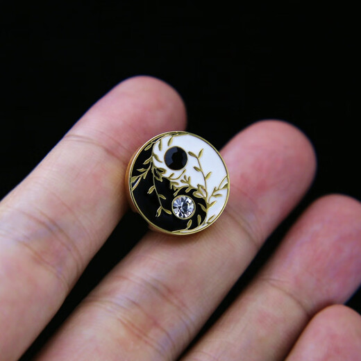 斯巴达男士胸针西服胸针金色银色镀黄金胸针风水复古太极风西装领针 镀金太极胸针+袖扣套装