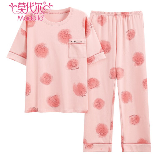 Pyjama modal pour les femmes en été Nouveau pantalon à manches courtes en coton pur à manches courtes Cotton confortable Summer Home Clothing Home Clothing Yzt9711 L 100-120JIN [Jin est égal à 0,5 kg]