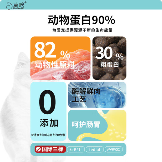 Mohan Enzymatic Cat Food 20Jin Jin is equal to 0.5kg, full price, full-term, grain-free fresh meat, Maine Ragdoll British Shorthair Probiotic High Protein Natural 10kg 1 pack (10kg) Enzymatic Cat Food (10kg free 50g trial pack 1 bag)