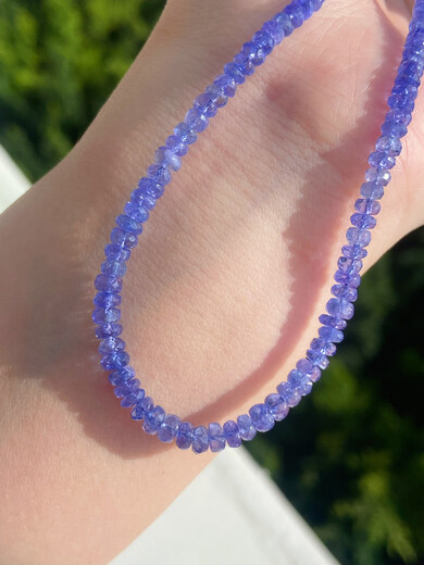 Huaiyin 18k gold tanzanite necklace faceted natural gemstone necklace for women versatile spring and summer vitality girl purple 18k gold tanzanite faceted 42cm