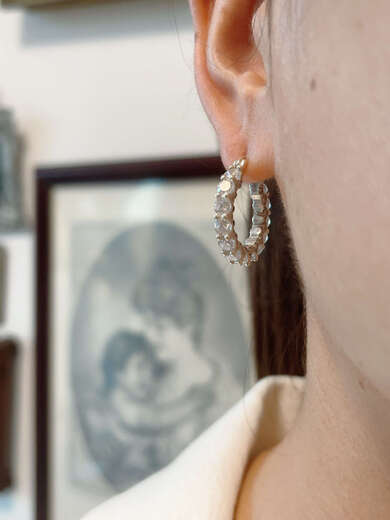 Yadige Heavy Industry Antique Design All-over Sterling Silver 925 Earrings Tanzanite Earrings Silver Earrings French Baby's Breath Pre-Order 3 Days Silver Earrings --- Rose Gold