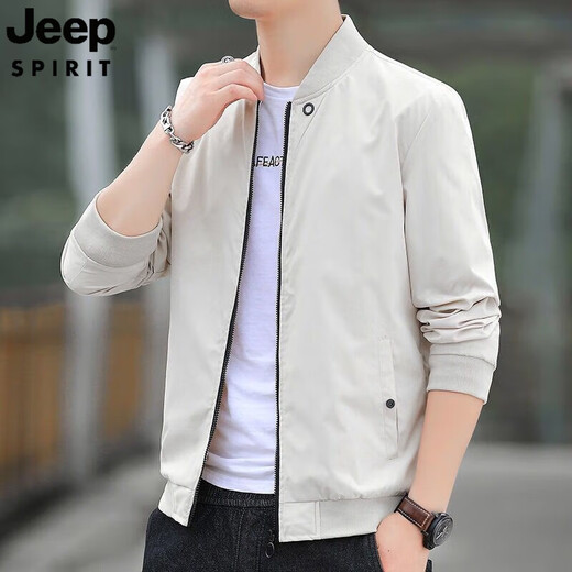 
JEEP SPIRIT Jeep 2025 spring and summer jacket men's casual outerwear jacket stand collar windbreaker simple baseball uniform top 686 jacket [green] M [recommended 80-95 Jin [Jin equals about 0.5 kg]]