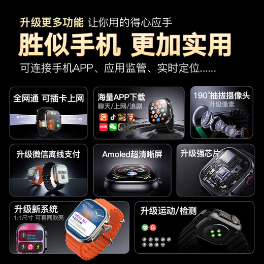Huaqiangbei Online [S10 Ultra3 cellular top-end version] Smartphone Watch Watch All-network WiFi Sports for men, women, junior and senior high school adults 4G5G card Huaqiangbei General Motors Top version [Titanium primary color] Ultra-thin model + micro Q shake + super large memory Massive APP + pull-out rotary camera + new Android system